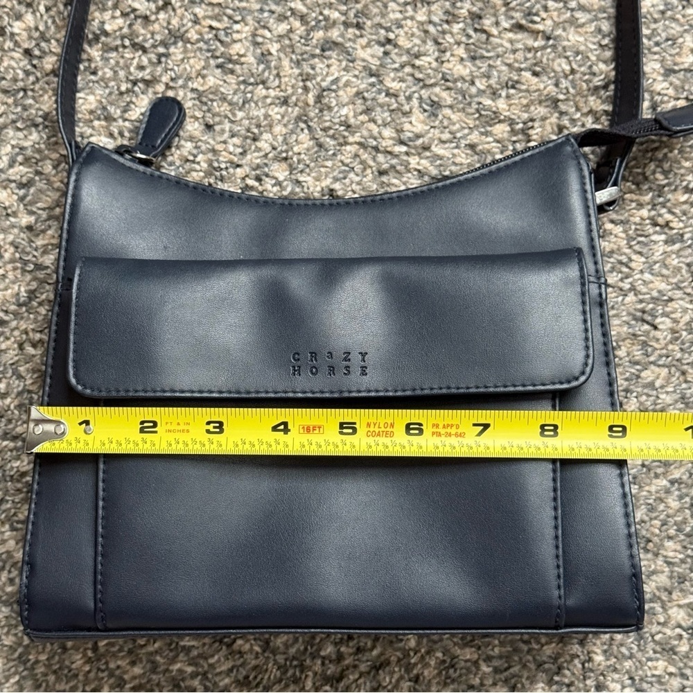 Navy Crazy Horse Minimalist Shoulder Bag - Picture 10 of 12
